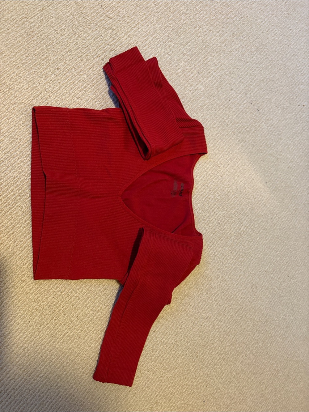 Garage Red Ribbed crop Top - Long sleeved